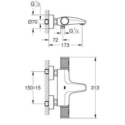 Thermostatische badkraan Grohe Quick Fix Precision Feel chroom