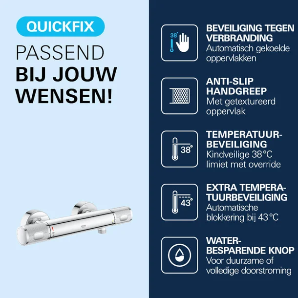 Thermostatische douchekraan Grohe Quick Fix Precision Feel 15cm chroom