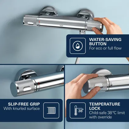 Thermostatische douchekraan Grohe Quick Fix Precision Trend 15cm chroom