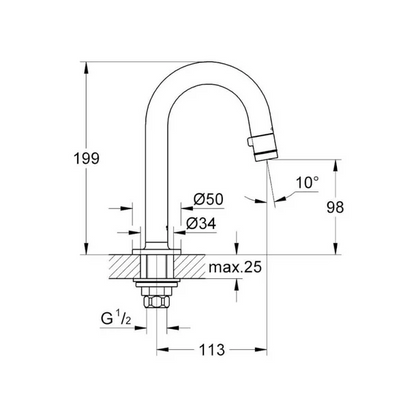 Fonteinkraan Grohe Universal toiletkraan met C-uitloop chroom