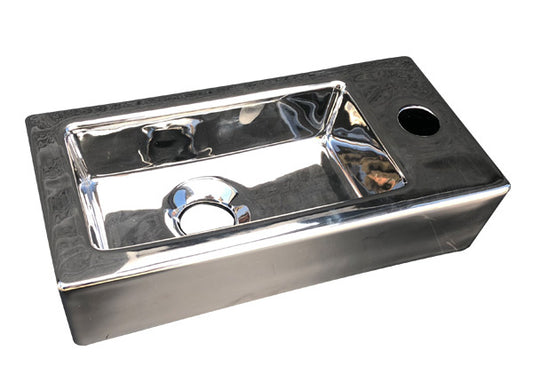 Toilet fonteinbakje Sanitado rainbow rechts 37 x 18 x 9 cm zilver