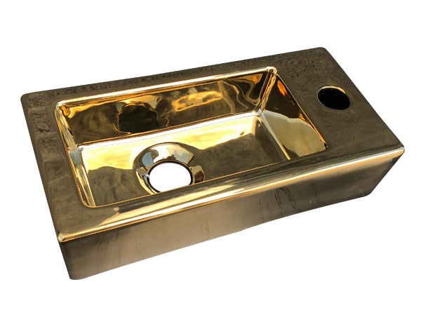 Toilet fonteinbakje Sanitado rainbow rechts 37 x 18 x 9 cm goud