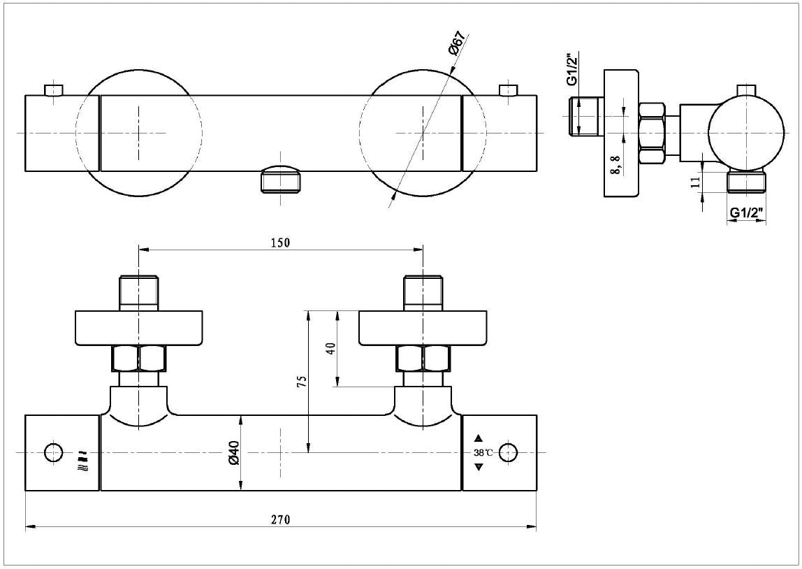 Thermostatische opbouw douchekraan Sanitado Industry in mat zwart