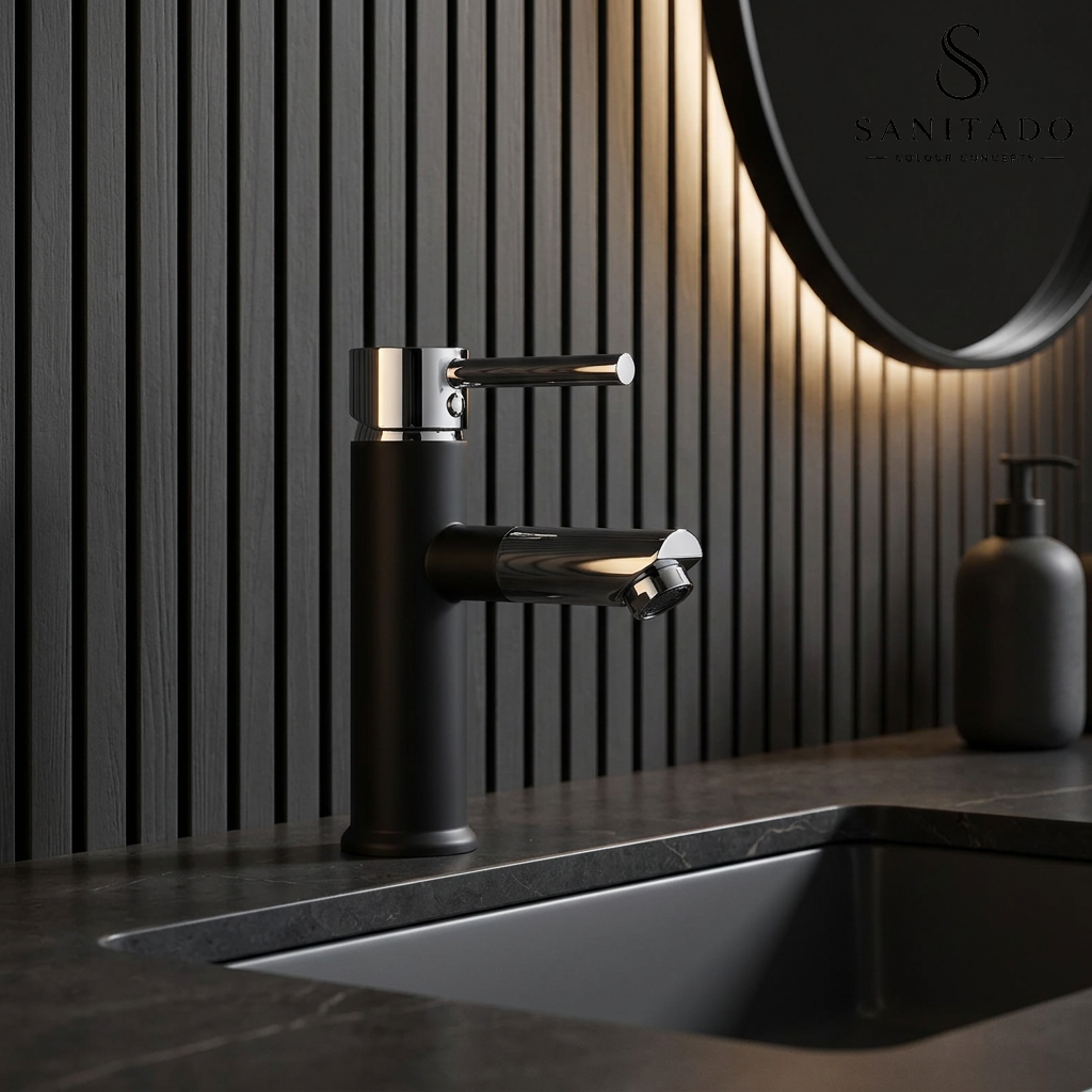 Sanitado Industry Luxe Wastafelmengkraan Draaibaar Zwart-Chroom