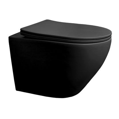 Wandcloset Sanitado rainbow randloos met softclose toiletzitting in mat zwart