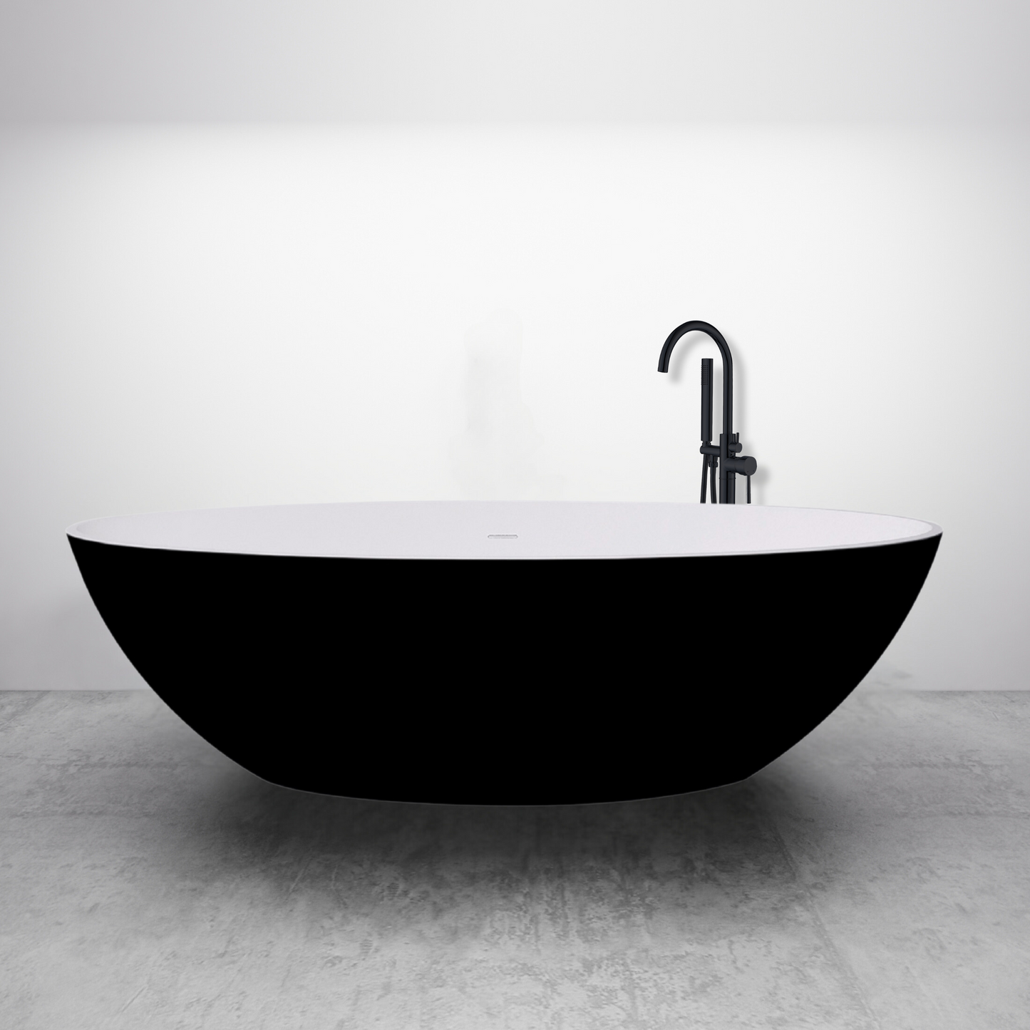 Vrijstaand ligbad Sanitado Elements Just New solid surface 180x85cm zwart en wit