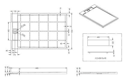 Sanitado Elements Decent Douchebak Mat Wit 140x90cm Solid Surface