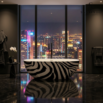 Vrijstaand ligbad Sanitado Industry Zebra 180x86cm zwart en wit