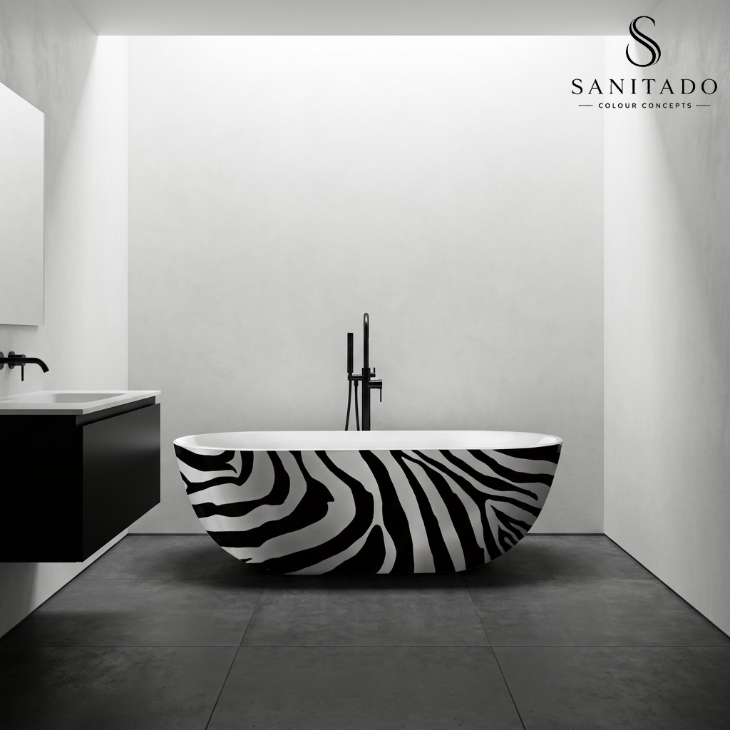 Vrijstaand ligbad Sanitado Industry Zebra 180x86cm zwart en wit
