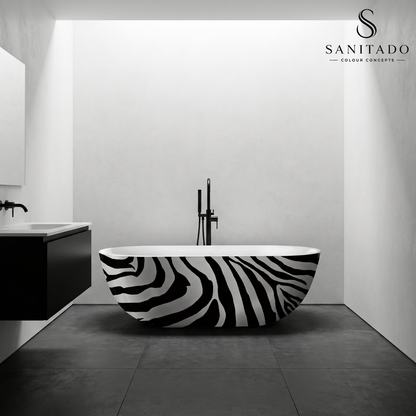 Vrijstaand ligbad Sanitado Industry Zebra 180x86cm zwart en wit