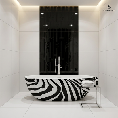 Vrijstaand ligbad Sanitado Industry Zebra 180x86cm zwart en wit