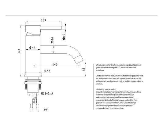 Wastafelmengkraan gebogen Sanitado Industry Deal in mat zwart