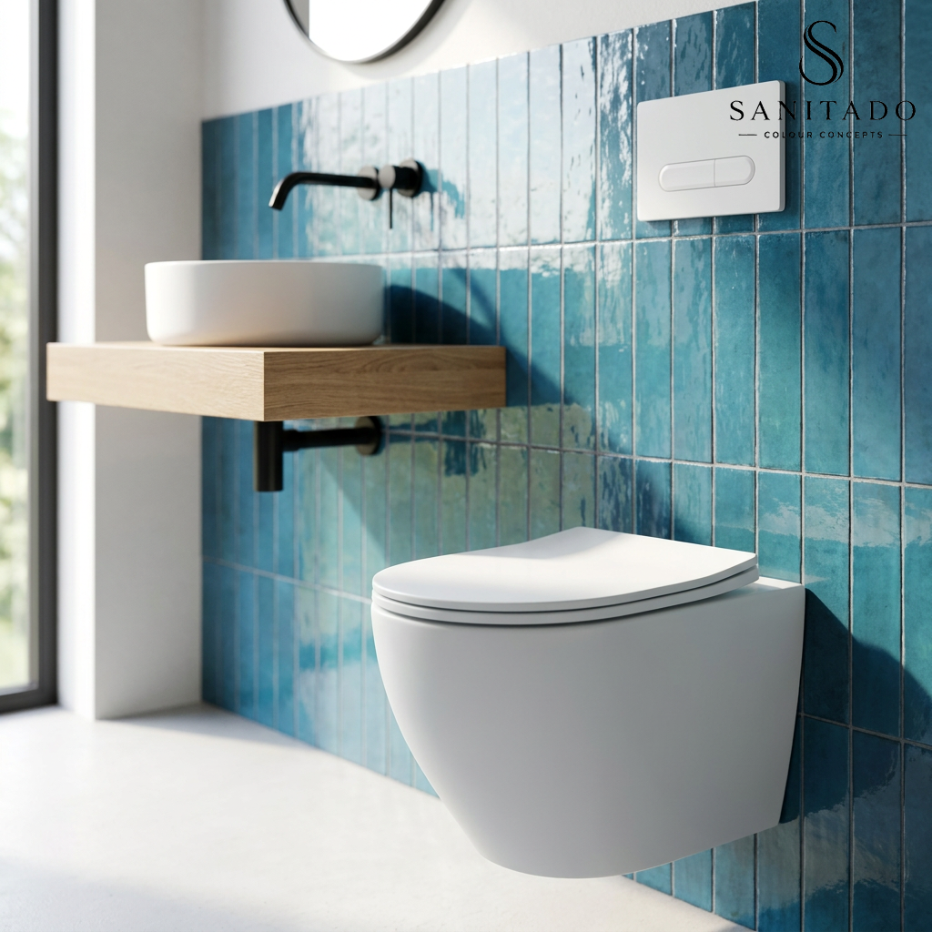 Wandcloset Sanitado rainbow randloos met softclose toiletzitting in mat wit