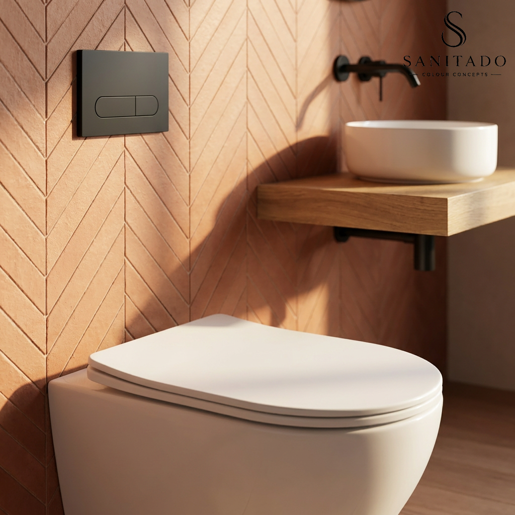 Wandcloset Sanitado rainbow randloos met softclose toiletzitting in mat wit