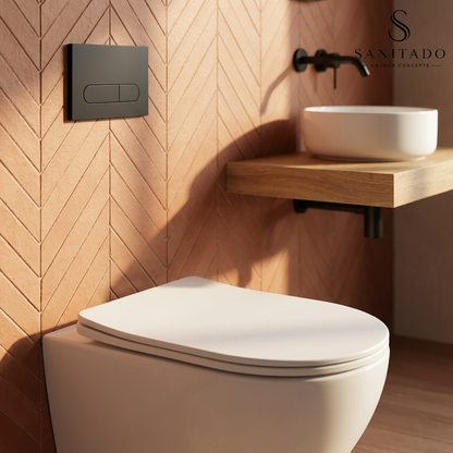 Wandcloset Sanitado rainbow randloos met softclose toiletzitting in mat wit