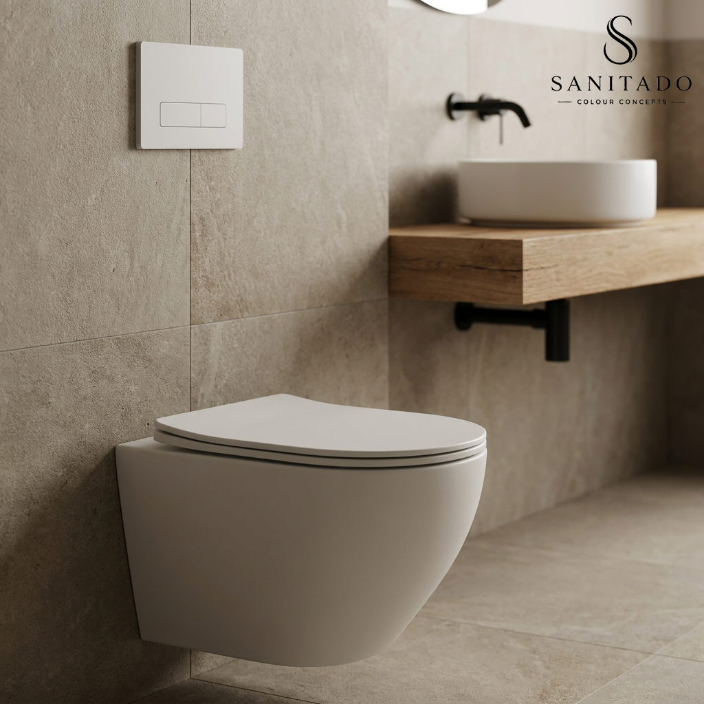 Wandcloset Sanitado rainbow randloos met softclose toiletzitting in mat wit