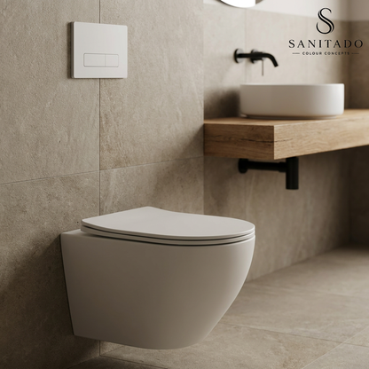 Wandcloset Sanitado rainbow randloos met softclose toiletzitting in mat wit