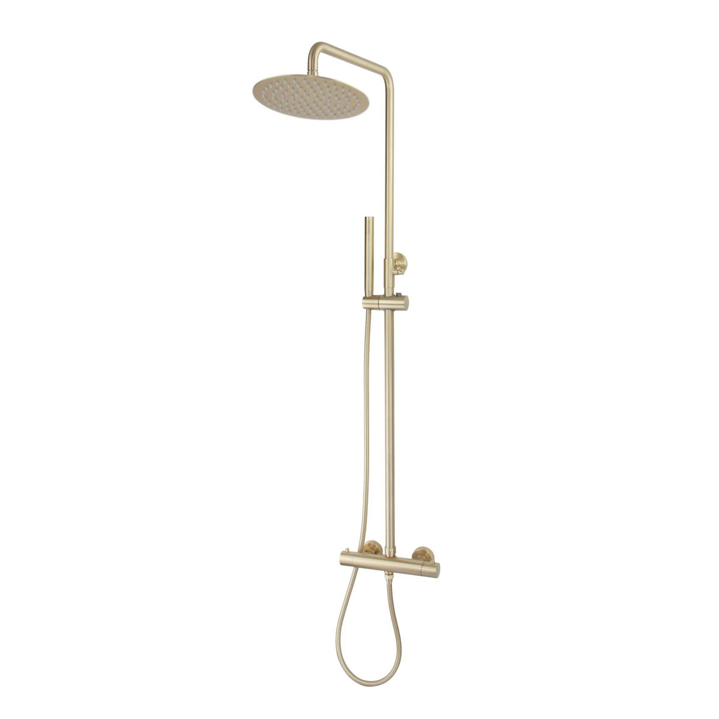 Complete thermostatische regendouche rond Sanitado Industry in mat goud