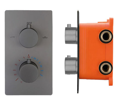 Inbouw douchethermostaat Sanitado Industry Garand met inbouwbox en afdekplaat in gunmetal