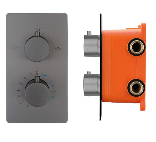 Inbouw douchethermostaat Sanitado Industry Garand met inbouwbox en afdekplaat in gunmetal