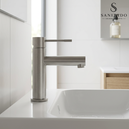 Wastafelmengkraan Sanitado Industry met vaste uitloop in RVS
