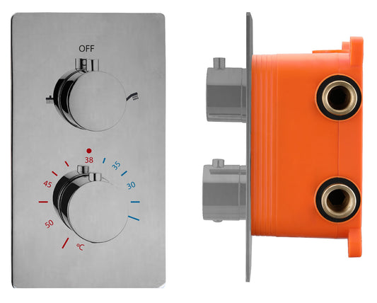 Inbouw douchethermostaat Sanitado Industry Garand met inbouwbox en afdekplaat in RVS