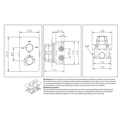 Complete inbouwdouche Sanitado Industry Garand met 30cm stortdouche en handdouche in RVS