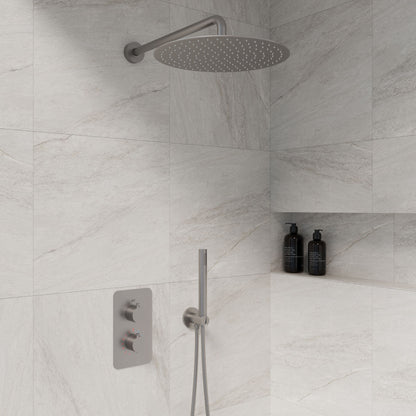 Complete inbouwdouche Sanitado Industry Garand met 30cm stortdouche en handdouche in RVS