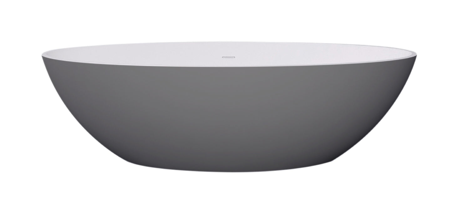 Vrijstaand ligbad Sanitado Elements Just New solid surface 180x85cm grijs en wit