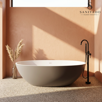Vrijstaand ligbad Sanitado Elements Just New solid surface 180x85cm grijs en wit