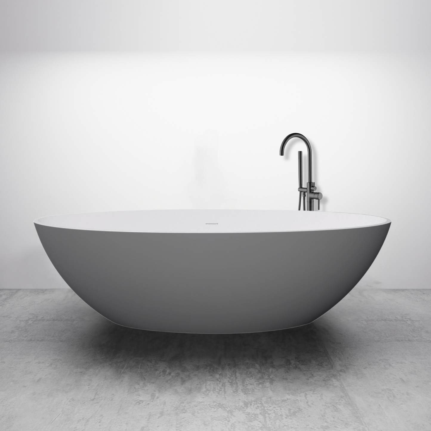 Vrijstaand ligbad Sanitado Elements Just New solid surface 180x85cm grijs en wit