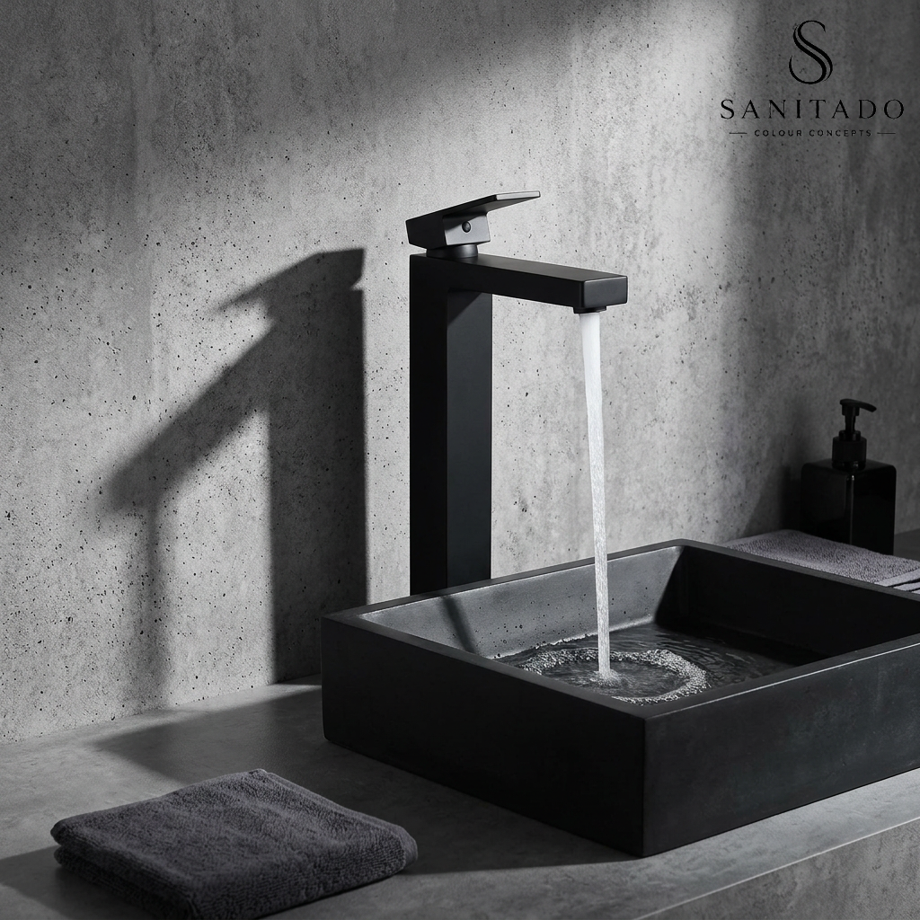 Sanitado Industry Aprica Luxe Wastafelkraan Hoog Vierkant Zwart