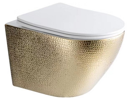 Wandcloset Sanitado Morao Goud Croco randloos met softclose toiletzitting in mat wit