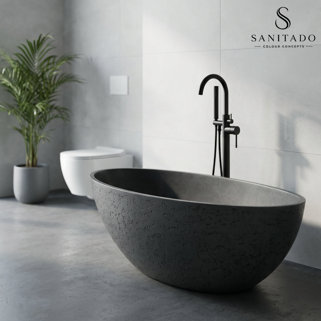 Vrijstaand ligbad Sanitado Elements Just New solid surface 180x85cm craquele grijs