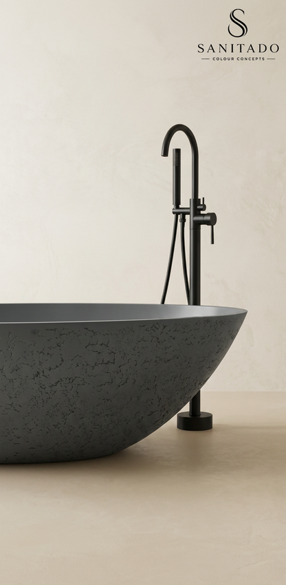 Vrijstaand ligbad Sanitado Elements Just New solid surface 180x85cm craquele grijs