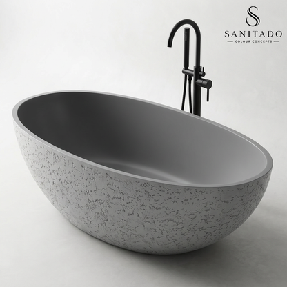 Vrijstaand ligbad Sanitado Elements Just New solid surface 180x85cm craquele grijs