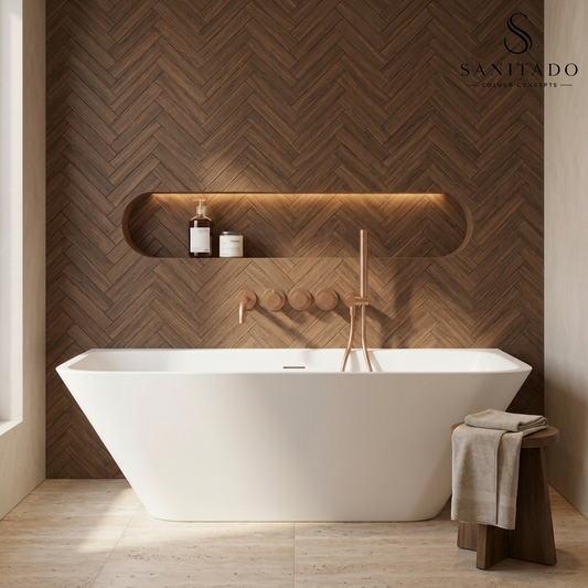 Half vrijstaand bad Sanitado Industry Borgh solid surface 180x85cm mat wit