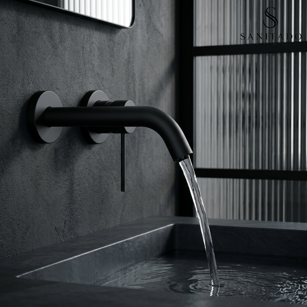 Sanitado Industry Luxe Wandinbouw Mengkraan Mat Zwart Design