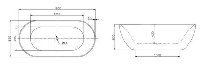 Vrijstaand ligbad Sanitado Industry Croco 180x86cm koper bruin geschubd