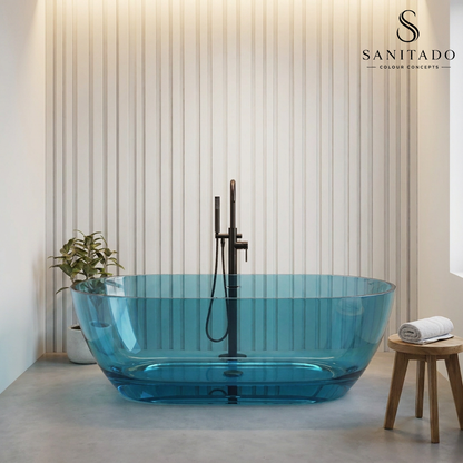 Vrijstaand ligbad Sanitado Rainbow Transparant 170x78cm blauw