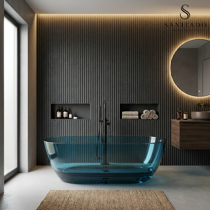 Vrijstaand ligbad Sanitado Rainbow Transparant 170x78cm blauw