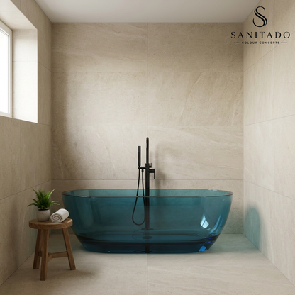 Vrijstaand ligbad Sanitado Rainbow Transparant 170x78cm blauw