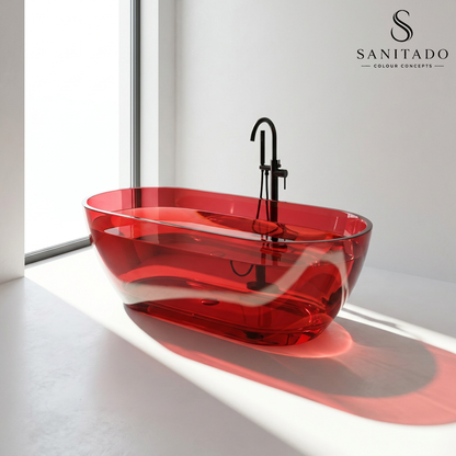 Vrijstaand ligbad Sanitado Rainbow Transparant 170x78cm rood