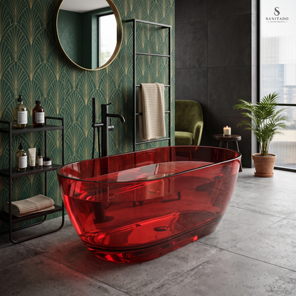 Vrijstaand ligbad Sanitado Rainbow Transparant 170x78cm rood v2