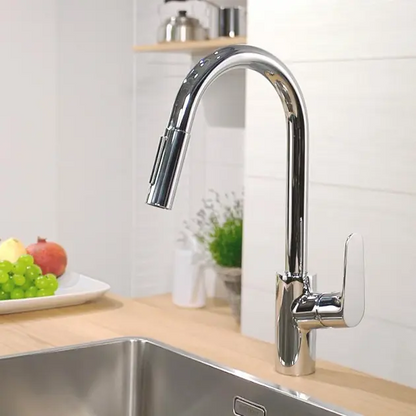 Keukenmengkraan Hansgrohe Focus M41 240 met uittrekbare uitloop in chroom
