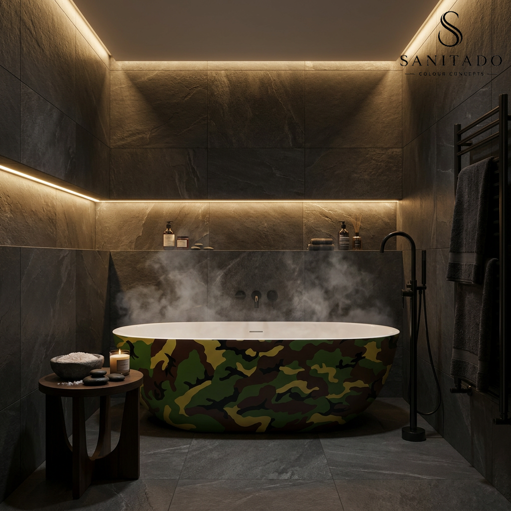 Vrijstaand ligbad Sanitado Rainbow Camouflage 180x86cm legergroen