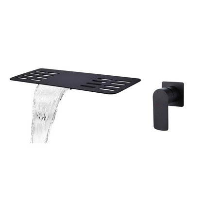 Complete badinbouwkraan waterval met planchet Sanitado Industry Emotie in mat zwart