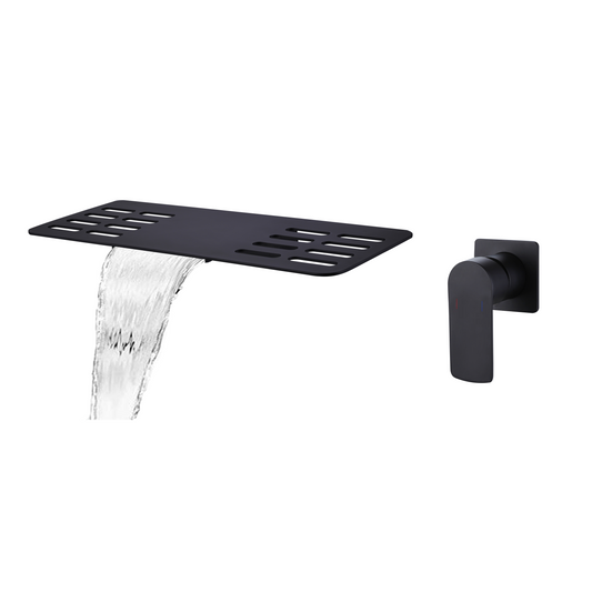 Complete badinbouwkraan waterval met planchet Sanitado Industry Emotie in mat zwart