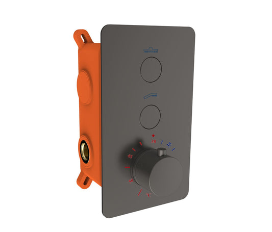 Inbouw douchethermostaat Sanitado Industry Click met inbouwbox en afdekplaat in gunmetal