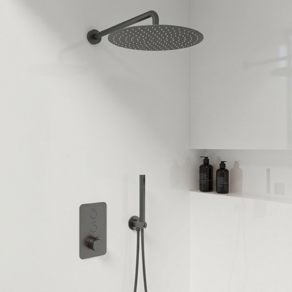 Complete inbouwdouche Sanitado Industry Click met 30cm stortdouche en handdouche in gunmetal
